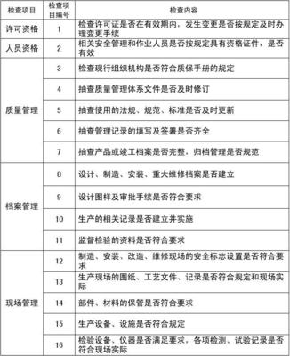 特种设备现场检查项目表